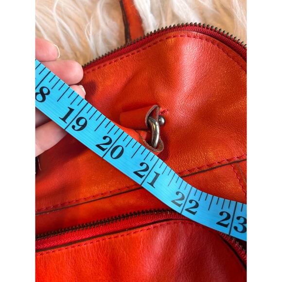 Velez‎ Women's Leather Shoulder Handbag Classic Minimalist Teacher Orange - Picture 14 of 14